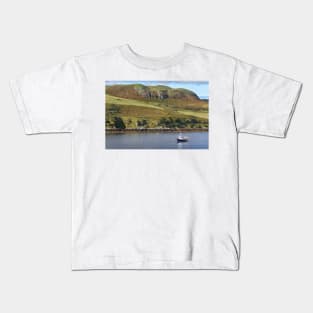 Moored fishing boat near Struan -  Isle of Skye, Scotland Kids T-Shirt